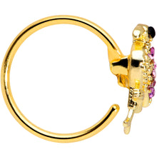 Load image into Gallery viewer, 20G 5/16 Pink Gem Gold Tone Fashion Flamingo Nose Hoop
