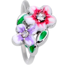 Load image into Gallery viewer, 20G 5/16 Clear Gem Fanciful Flowers Nose Hoop
