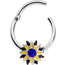 将图片加载到图库查看器，16G 3/8 Blue Faux Druzy Sunflower Hinged Segment Ring
