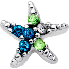 Load image into Gallery viewer, 20G 5/16 Blue Green Gem Glam Starfish Nose Bone

