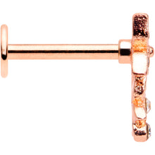 Load image into Gallery viewer, 16G 5/16 Clear Gem Rose Gold Tone Butterfly Duo Labret Tragus
