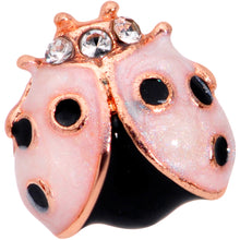 Load image into Gallery viewer, 16G 1/4 Clear Gem Rose Gold Tone Lil Ladybug Cartilage Tragus
