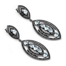 Load image into Gallery viewer, 8.80 Carat Genuine Blue Topaz and Black Spinel .925 Sterling Silver Earrings
