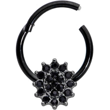 Load image into Gallery viewer, 16G 3/8 Black Gem Black Oval Hinged Segment Ring
