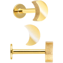 Load image into Gallery viewer, 16G 5/16 Gold Tone Clear Gem Owl Moon Labret Tragus Set of 3
