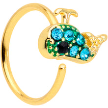 Load image into Gallery viewer, 20G 5/16 Aqua Gem Gold Tone Water Whale Nose Hoop
