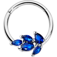 将图片加载到图库查看器，16G 3/8 Blue Gem Raindrop Hinged Segment Ring
