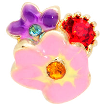 Load image into Gallery viewer, 16G 1/4 Red Blue Gem Gold Tone Multi Flower Cartilage Tragus
