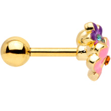 Load image into Gallery viewer, 16G 1/4 Red Blue Gem Gold Tone Multi Flower Cartilage Tragus
