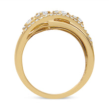 Load image into Gallery viewer, 10K Yellow Gold 1/2 Cttw Round-Cut Multi Row Diamond Split Shank Cocktail Ring (H-I Color, SI2-I1 Clarity) - Size 7

