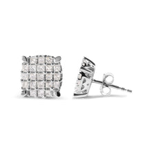 Load image into Gallery viewer, 10K White Gold 3/4 Cttw Princess Diamond Composite Cushion Shape Stud Earrings (I-J Color, I1-I2 Clarity)
