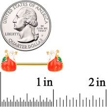 将图片加载到图库查看器，14G 9/16 Gold Tone Haunted Pumpkin Halloween Nipple Ring Set
