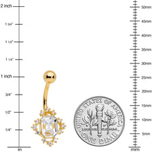 将图片加载到图库查看器，Clear CZ Gem Gold Tone Regal Rectangle Belly Ring
