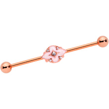 Load image into Gallery viewer, 14G Clear Gem Rose Gold Tone Pink Cross Industrial Barbell 38mm
