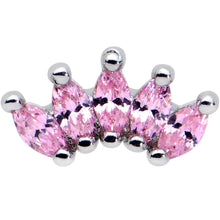 Load image into Gallery viewer, 16G 1/4 Pink CZ Gem Crown Labret Monroe Tragus
