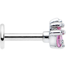 Load image into Gallery viewer, 16G 1/4 Pink CZ Gem Crown Labret Monroe Tragus
