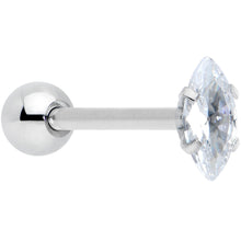 Load image into Gallery viewer, Clear CZ Gem Oval Top Barbell Tongue Ring
