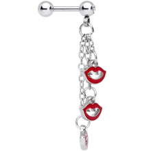 Load image into Gallery viewer, 16G 1/4 Clear Gem Halloween Vampire Fangs Dangle Cartilage
