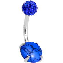 Load image into Gallery viewer, Blue Faux Turquoise Disco Ball Belly Ring
