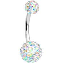 Load image into Gallery viewer, Clear Aurora Gem UV Glow Disco Belly Ring Set of 4
