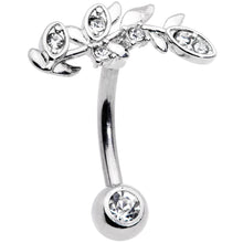 Load image into Gallery viewer, Clear Gem Branch Leaf Belly Ring
