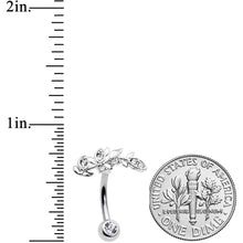 Load image into Gallery viewer, Clear Gem Branch Leaf Belly Ring
