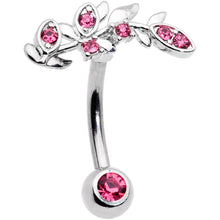 将图片加载到图库查看器，Pink Gem Branch Leaf Belly Ring
