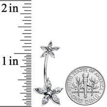 将图片加载到图库查看器，Clear Gem Starry Flower Double Mount Belly Ring
