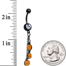 将图片加载到图库查看器，Clear Gem Black Pumpkin Halloween Chain Dangle Belly Ring
