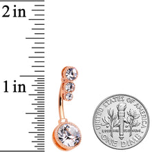 Load image into Gallery viewer, Clear CZ Gem Rose Gold Tone Elegance Belly Ring Set of 3
