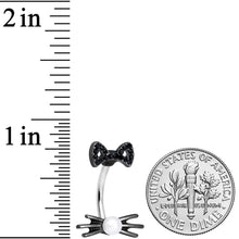 将图片加载到图库查看器，Black Gem White Orb Black Cat Halloween Double Mount Belly Ring
