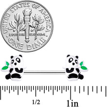 将图片加载到图库查看器，14G 9/16 Pretty Panda Bear Barbell Nipple Ring Set
