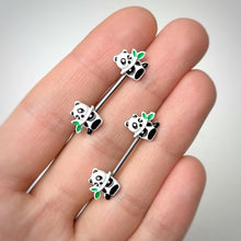 将图片加载到图库查看器，14G 9/16 Pretty Panda Bear Barbell Nipple Ring Set
