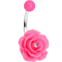 Load image into Gallery viewer, Clear Pink Gem Flower Belly Ring Set of 3
