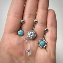 将图片加载到图库查看器，Clear Gem Faux Turquoise UV Glow Belly Ring Set of 4
