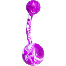 Load image into Gallery viewer, Aurora CZ Gem Purple UV Glow Belly Ring Set of 3
