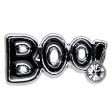 Load image into Gallery viewer, 20G 7mm Clear Gem Black Boo Halloween L Shaped Nose Ring

