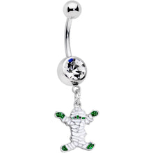 将图片加载到图库查看器，Clear Gem White Green Mummy Halloween Dangle Belly Ring
