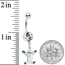 将图片加载到图库查看器，Clear Gem White Green Mummy Halloween Dangle Belly Ring
