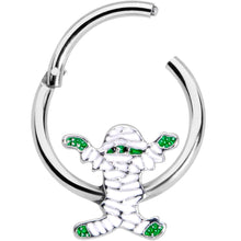Load image into Gallery viewer, 16G 3/8 White Green Mummy Halloween Hinged Segment Ring
