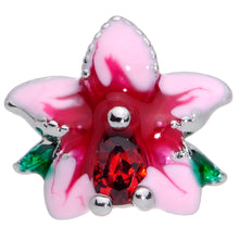 Load image into Gallery viewer, 16G 1/4 Red Gem Exotic Flower Cartilage Tragus Earring
