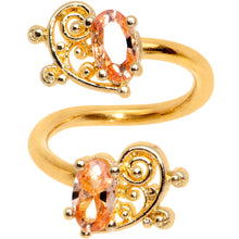 Load image into Gallery viewer, Yellow Gem Gold Tone Half Heart Spiral Twister Belly Ring
