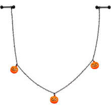Load image into Gallery viewer, 14G 9/16 Black Orange Pumpkin Halloween Dangle Nipple Chain

