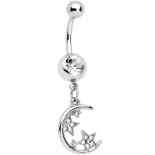 将图片加载到图库查看器，Clear Gem Star Moon Dangle Twister Blue Belly Ring Set of 3
