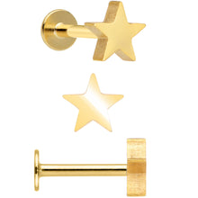 将图片加载到图库查看器，16G 5/16 Blue Clear Gem Gold Tone Star Labret Tragus Set of 3
