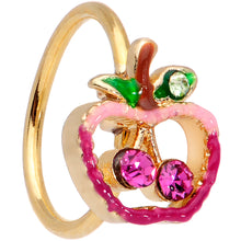 Load image into Gallery viewer, 20G 5/16 Clear Purple Gem Gold Tone Cherry Apple Nose Hoop
