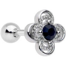 Load image into Gallery viewer, 16G 1/4 Blue Gem Stylized Deco Cross Cartilage Tragus Earring
