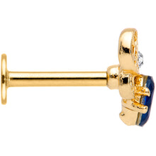 Load image into Gallery viewer, 16G 5/16 Blue Gem Gold Tone Beautiful Bee Labret Monroe Tragus
