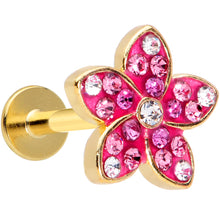Load image into Gallery viewer, 16G 5/16 Purple Gem Gold Hue Fabulous Flower Labret Monroe Tragus
