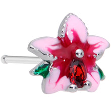 Load image into Gallery viewer, 20G 1/4 Red Gem Exotic Flower Nose Bone
